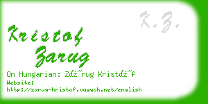 kristof zarug business card